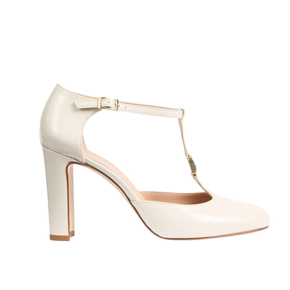 L.K. Bennett Almina Ecru Leather Oloid Maryjane Open Courts